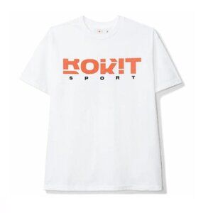 Rokit Sport T-Shirt sz Small Short Sleeve Men's White Orange Print Cotton Casual